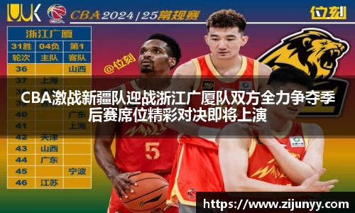 CBA激战新疆队迎战浙江广厦队双方全力争夺季后赛席位精彩对决即将上演